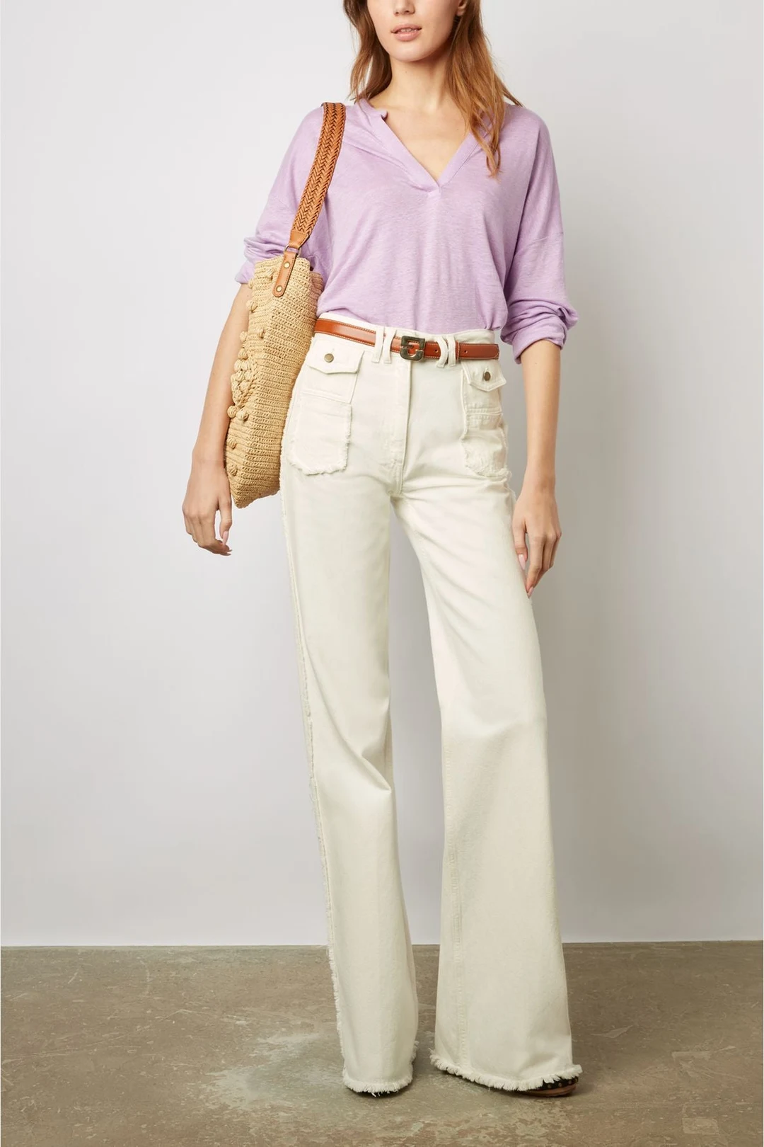 T-shirt col tunisien - MADDIE - Lilas