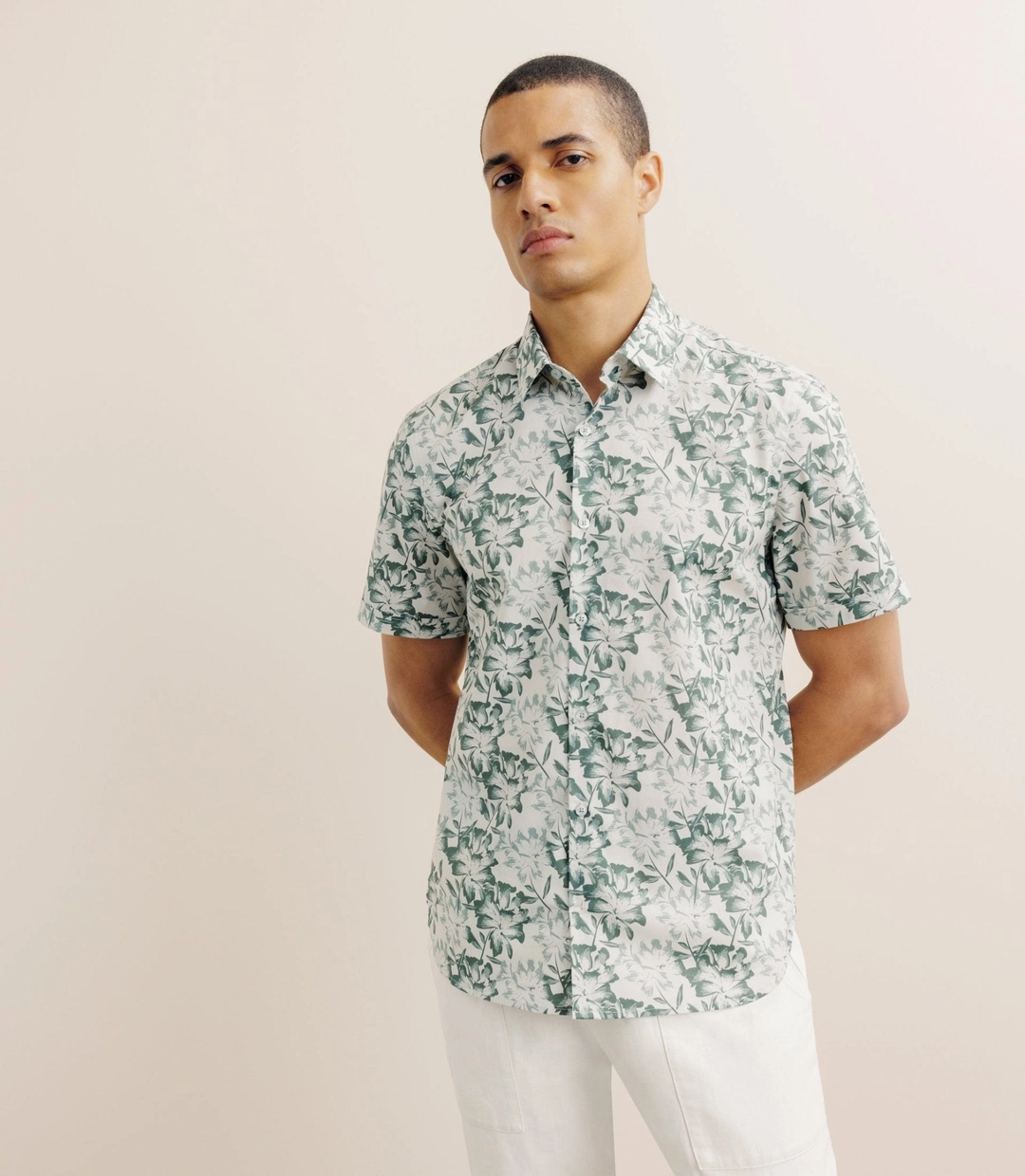IZAC - Chemise imprimée manches courtes verte