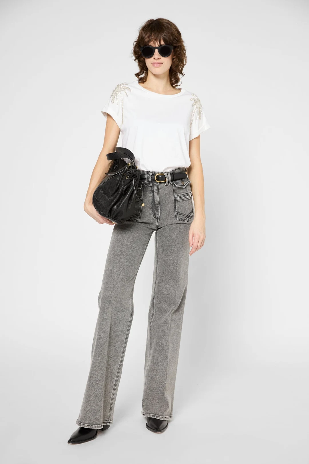 T-shirt à palmiers en strass - GISELE - Blanc - 6