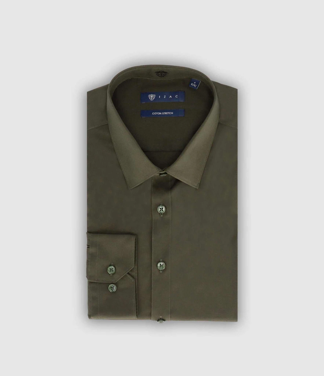 IZAC - Chemise slim kaki foncé MALTE