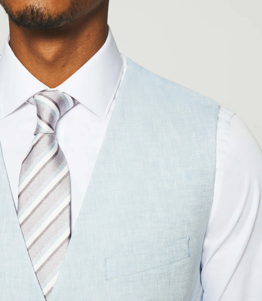 IZAC - Gilet ville 100% lin bleu ciel