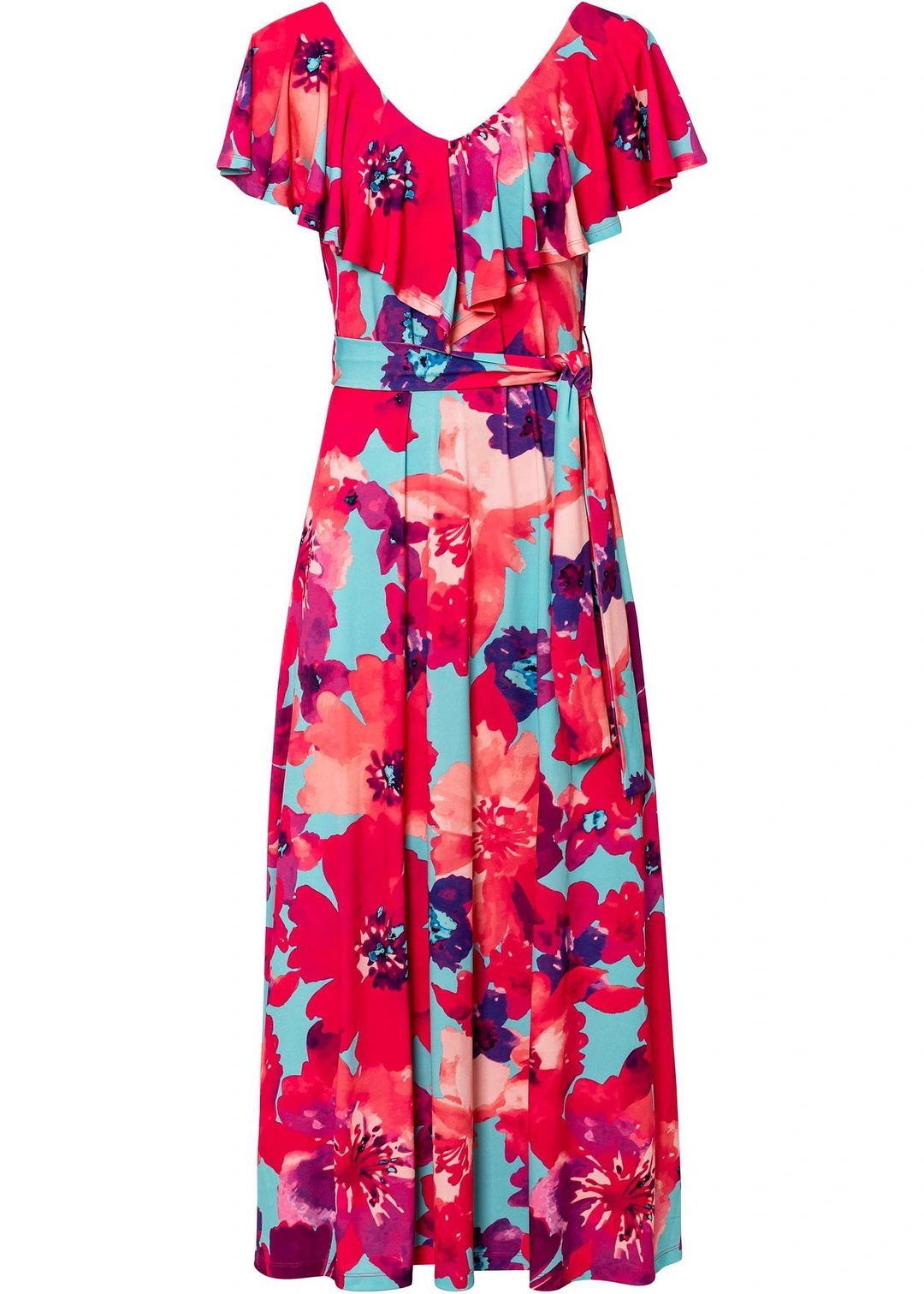 Robe longue à volant et ceinture