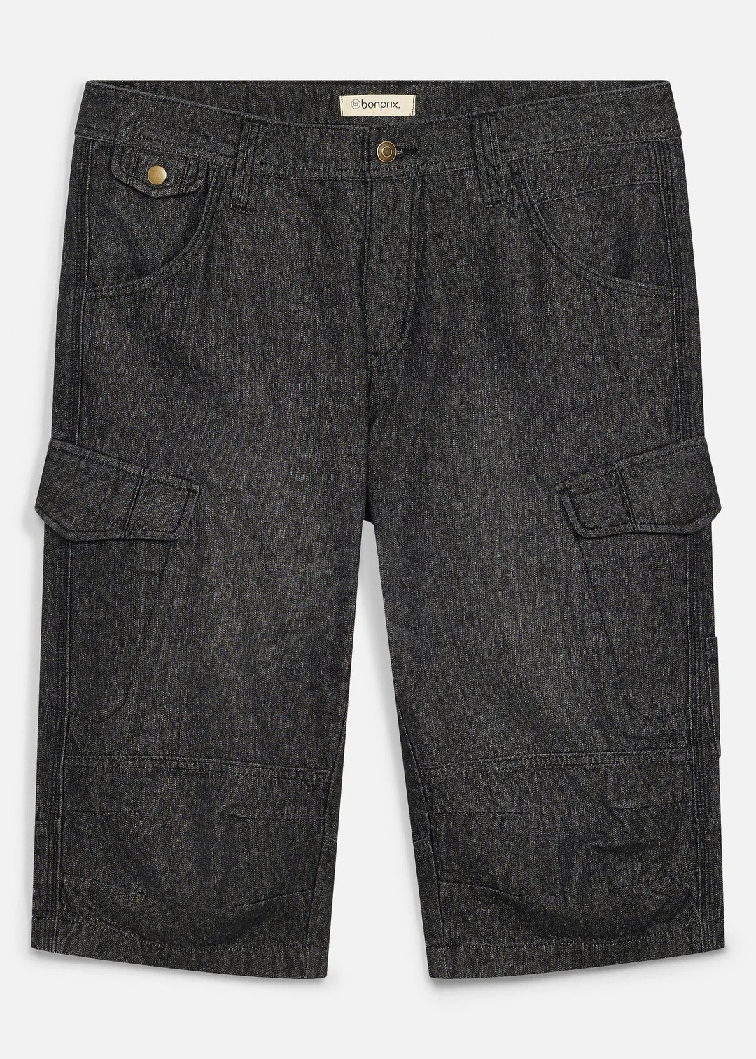 Bermuda long poches cargo en denim léger, coupe loose
