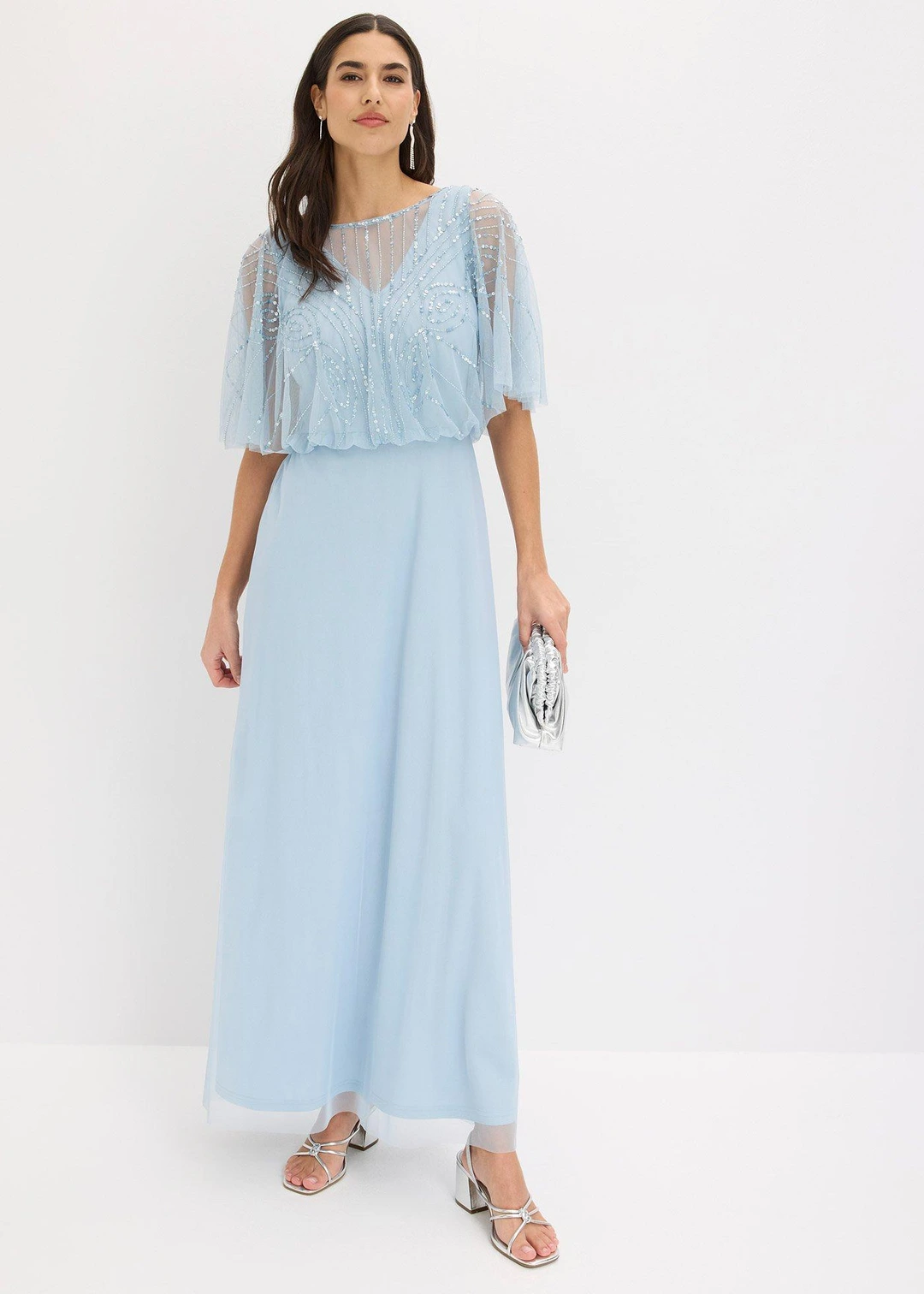 Robe longue en tulle fin avec sequins brodés - 2