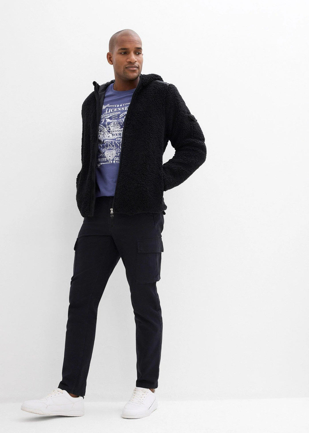Pantalon cargo regular en coton extensible et robuste, droit