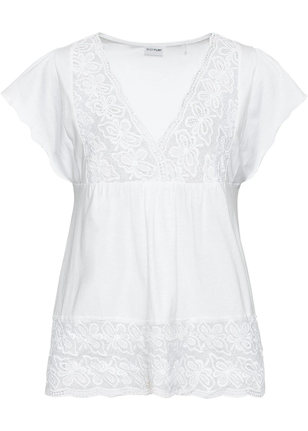 T-shirt avec décolleté en dentelle