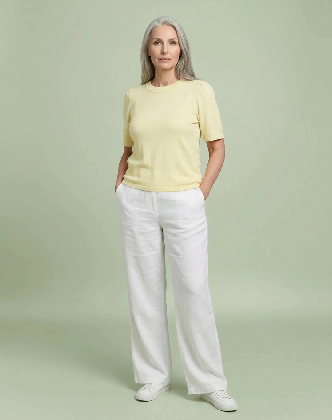 Top à manches 3/4 - Jaune - Jaune beurre - Taille XS - Lemahieu