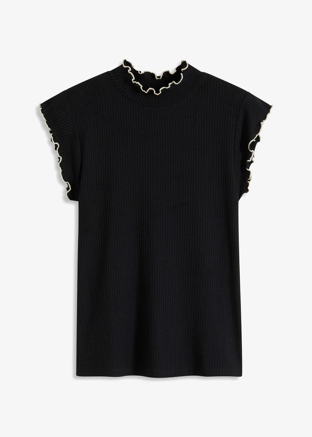 T-shirt côtelé en viscose extensible