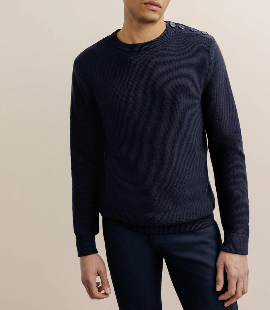 IZAC - Pull col rond marine