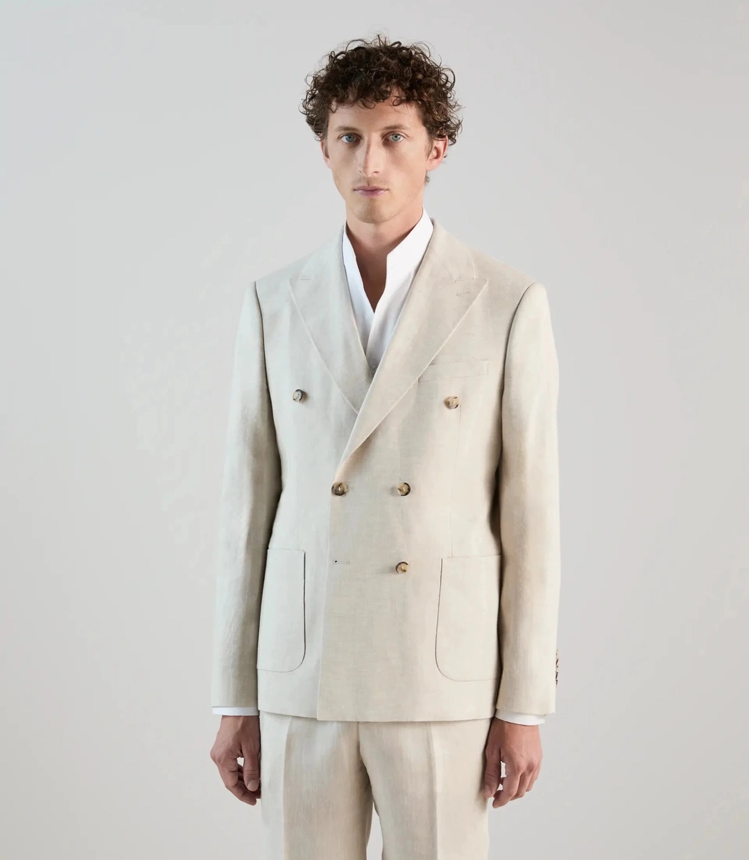 IZAC - Veste ville croisée 100% lin beige