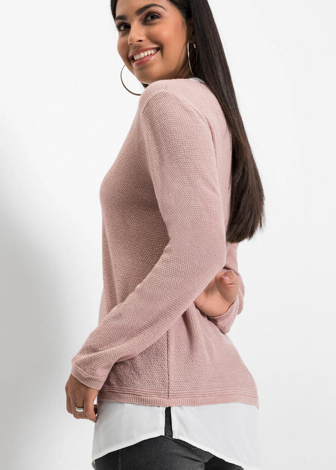 Pull en fine maille avec empiècement chemisier