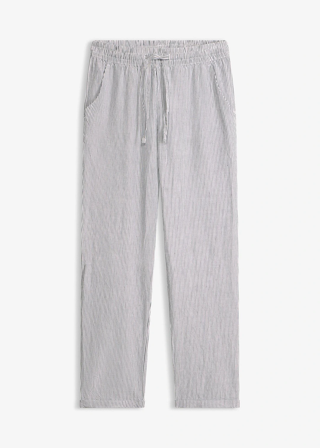 Pantalon en lin mélangé, taille élastiquée