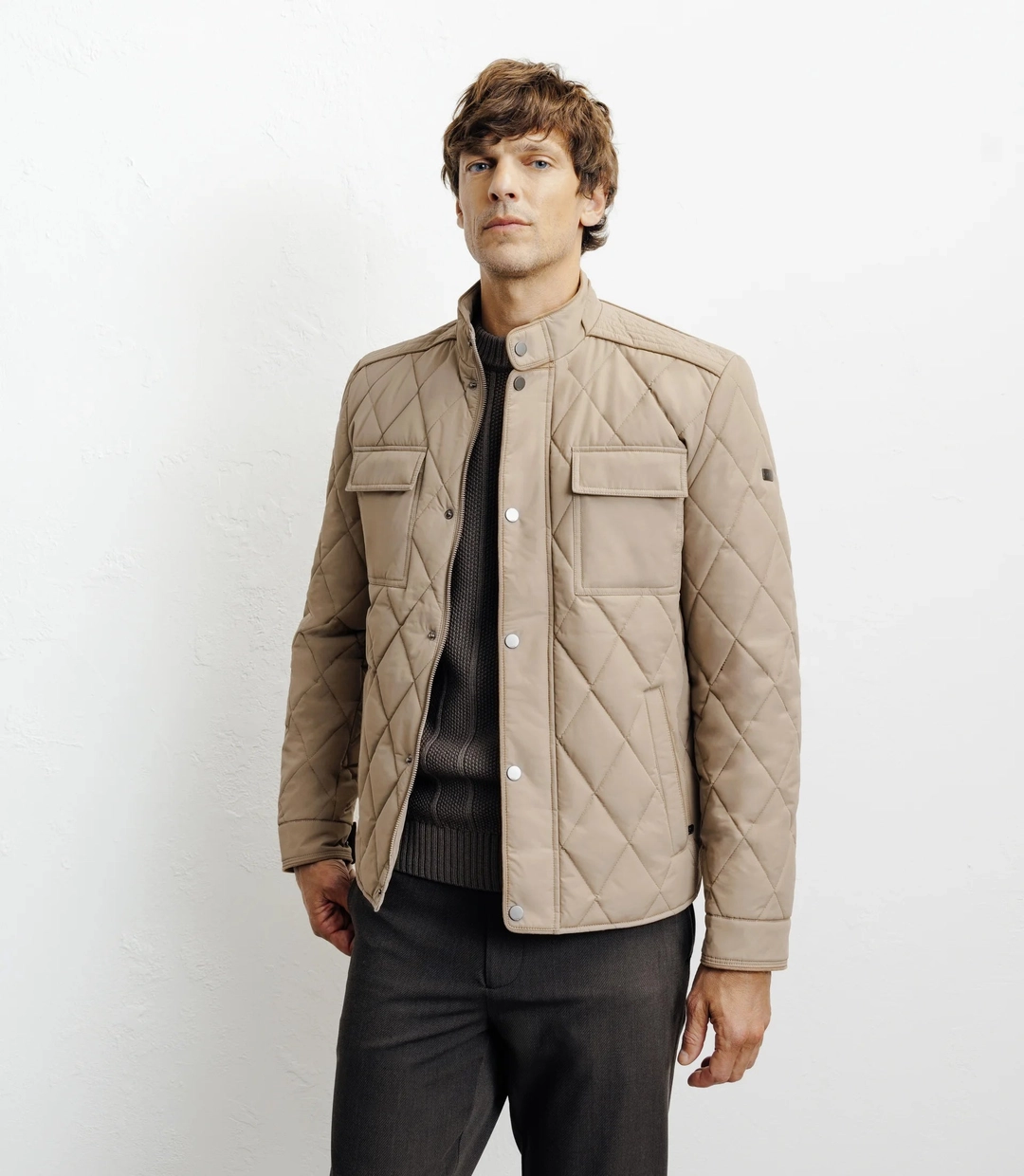 IZAC - Blouson col chemise beige