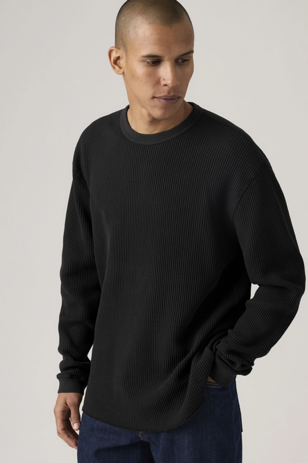 Levi's T Shirt Manche Longue Thermique Relaxed - Homme - Noir / Mineral Black Garment Dye Mineral Black - XL