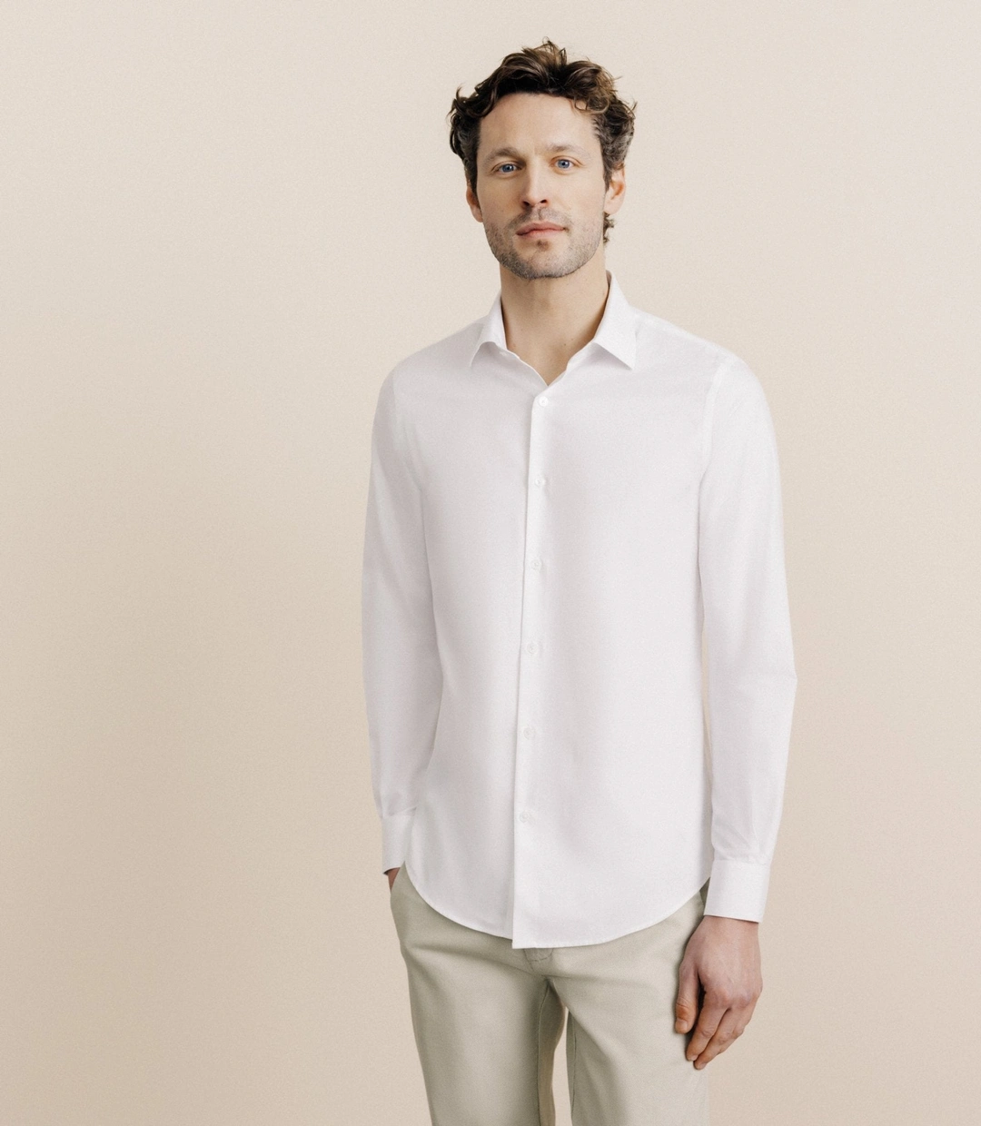 IZAC - Chemise en twill infroissable blanche