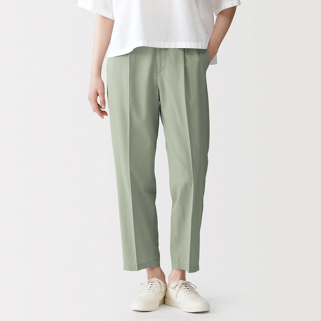 Pantalon fuselé en Seersucker extensible et respirant pour femme