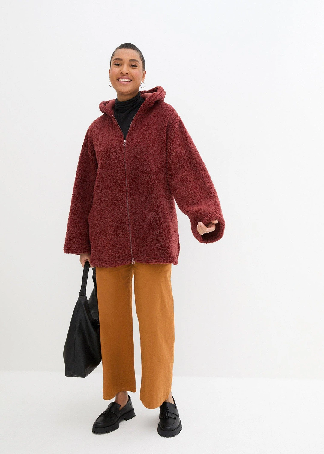 Veste en sherpa coupe trapèze avec fentes latérales - 2