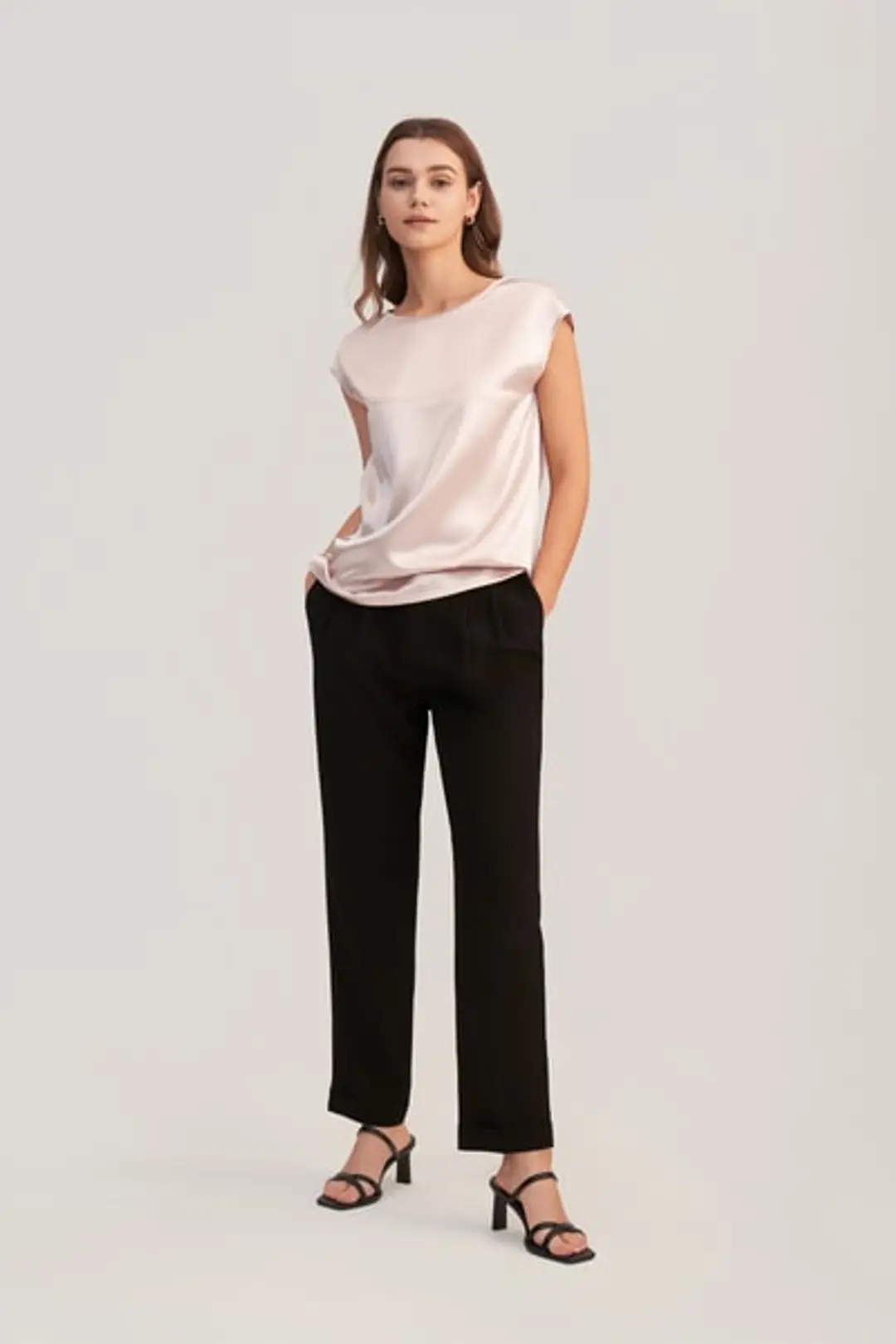 LILYSILK Tee Shirt Femme Soie Brillant, Lisse, Doux 100% Soie S'Accorde Avec N'Importe Quelle Tenue Simple Et Classique Blanc Naturel S