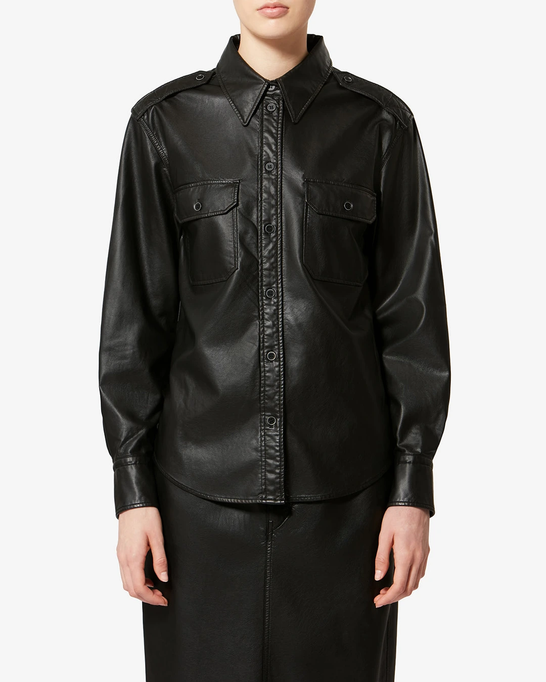 Chemise Noee Façon Cuir - Femme - Noir - Taille 44 - Marant Étoile - 5
