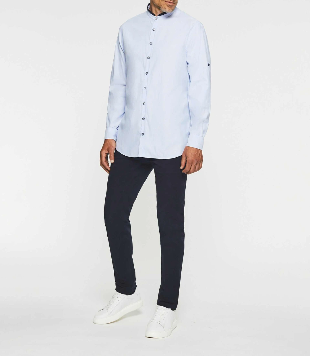 IZAC - Chemise casual blanche et marine JOSH