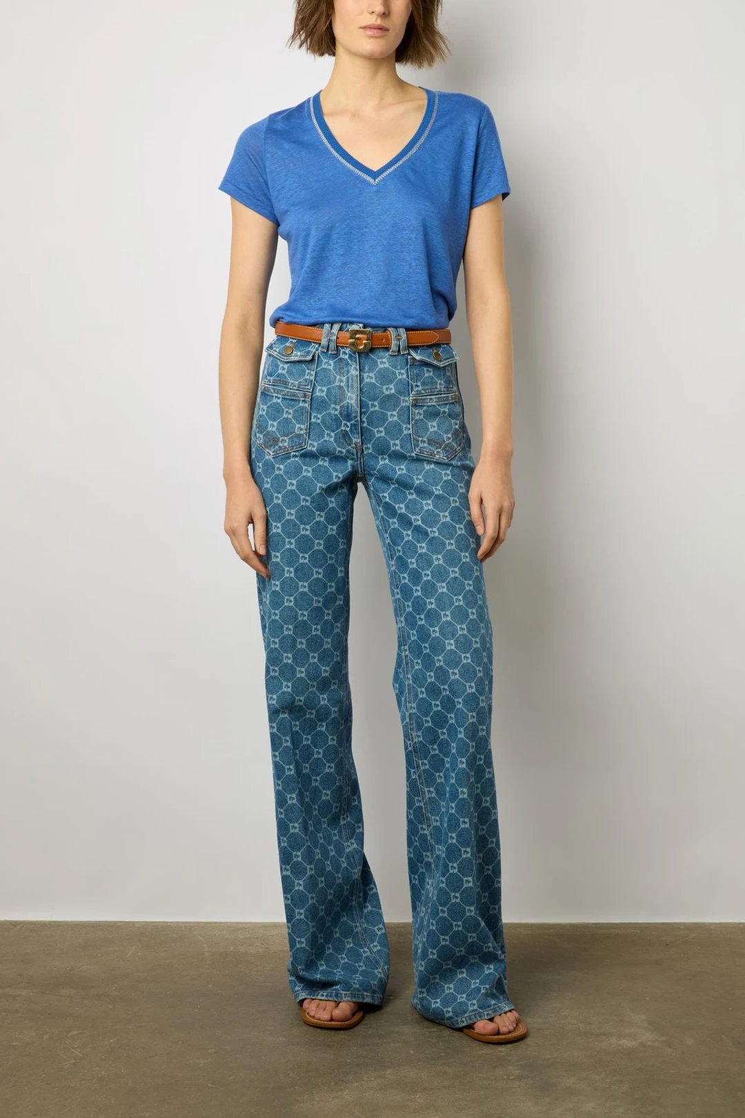 T-shirt V en lin - MINDY - Electrique