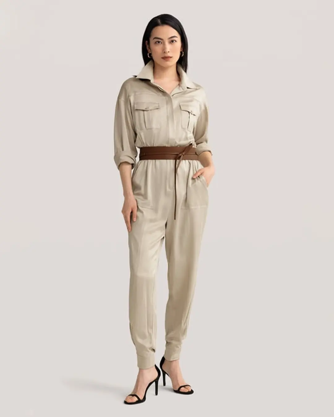 LILYSILK Pantalon en Soie pantalon soie femme Vert Safari
