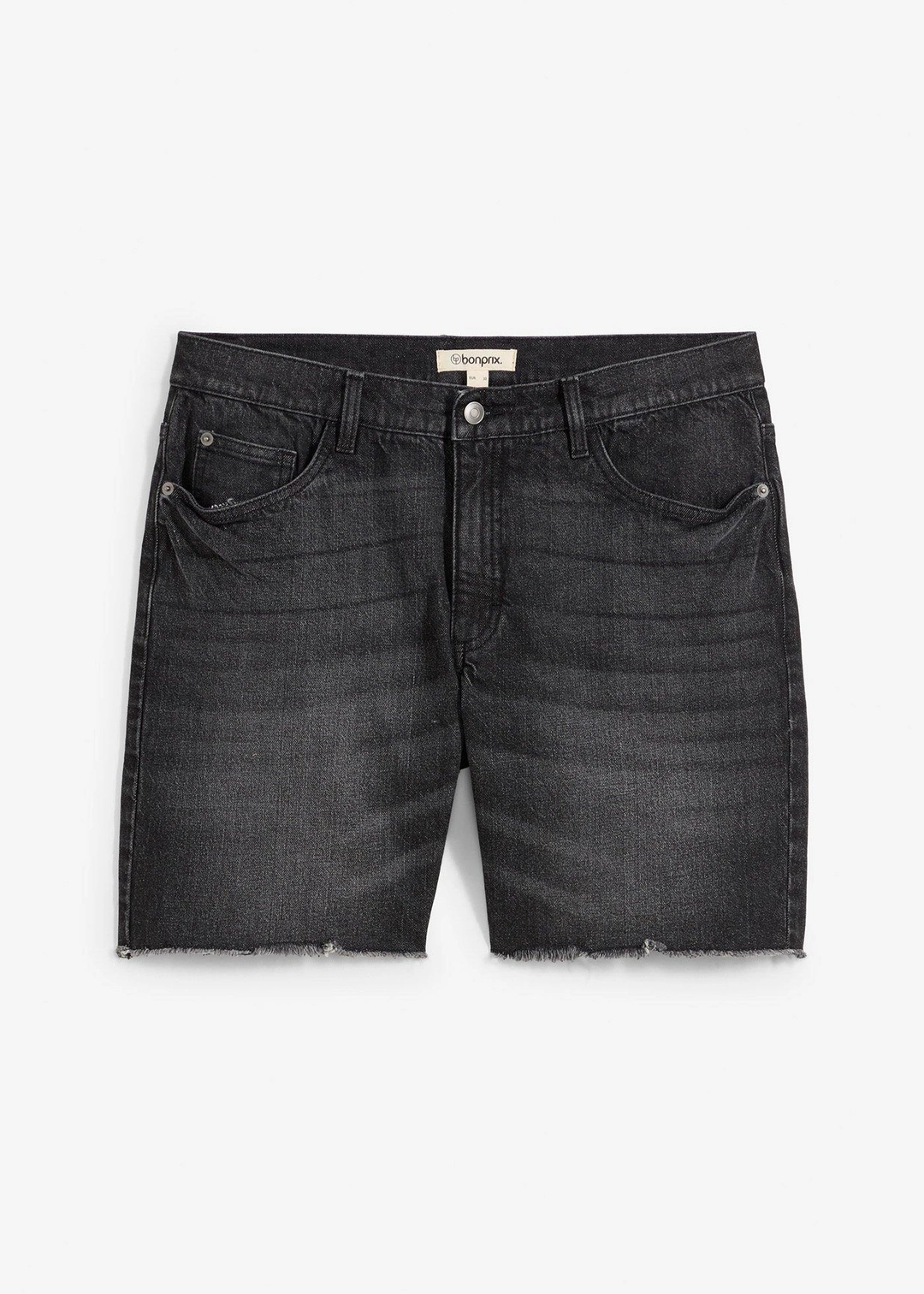 Bermuda en jean extensible à finitions effilochées, loose