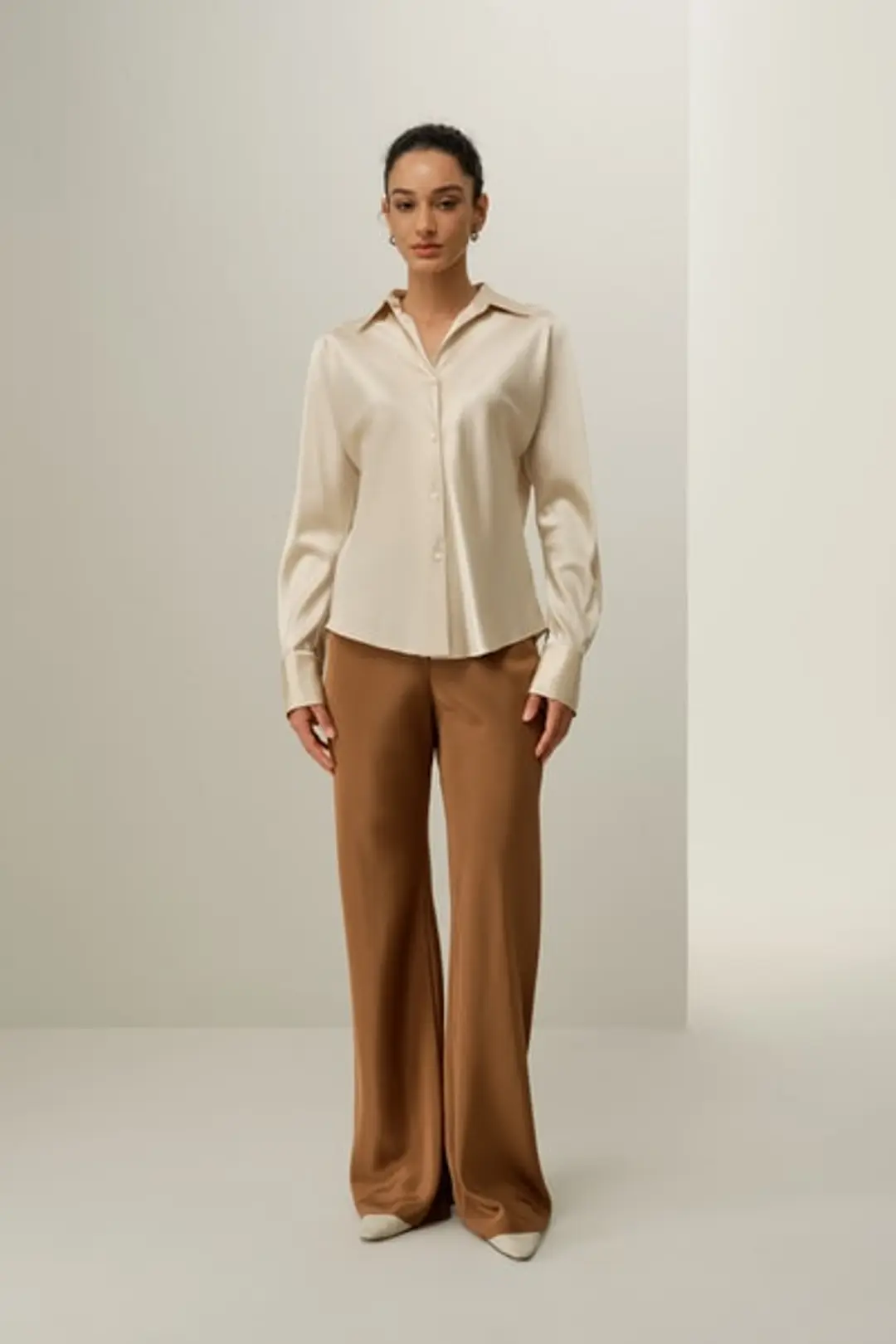 Chemise en Soie Coupe Biais de Luxe | Chemisier Premium Lavable pour Femmes