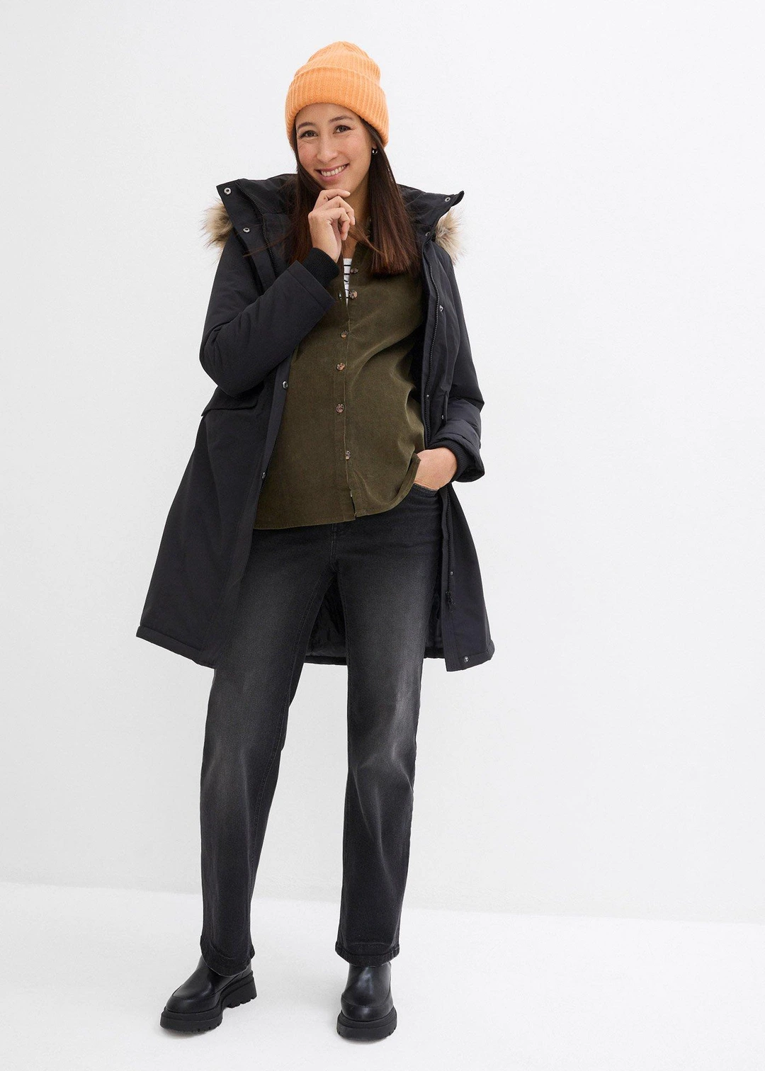Manteau de grossesse 3-en-1 coupe-vent et imperméable avec fonction portage