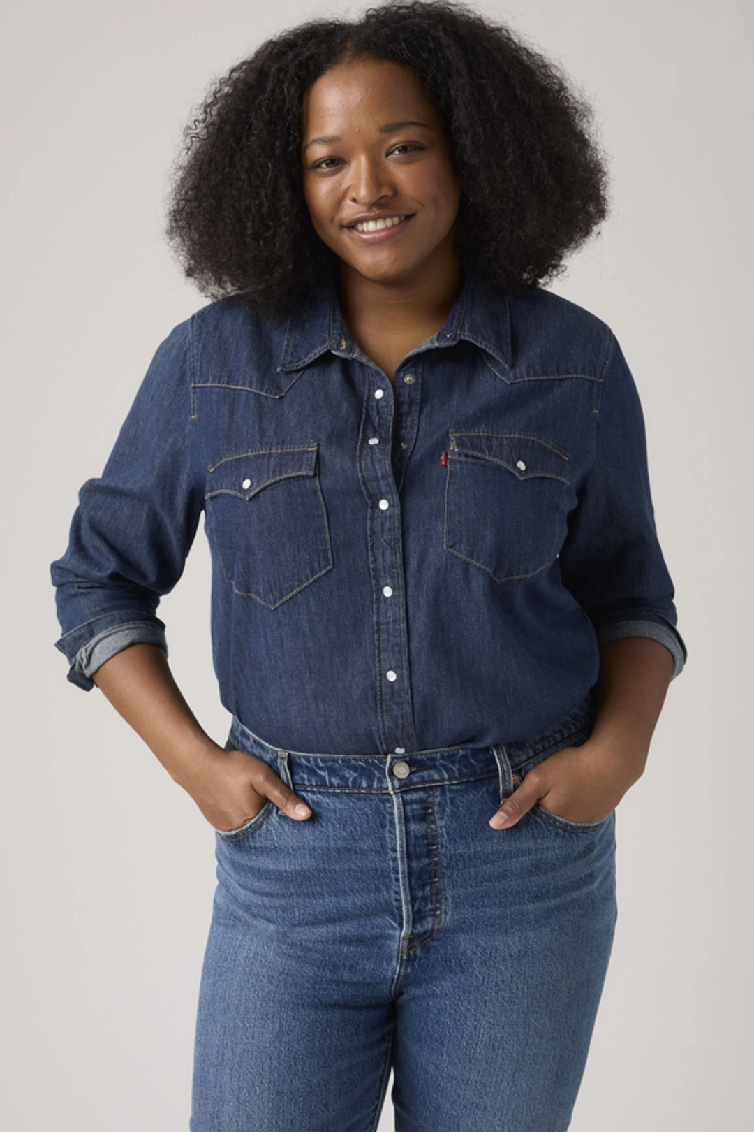 Levi's Chemise Western Essential (grandes Tailles) - Femme - Bleu / Mighty Fine - 4X