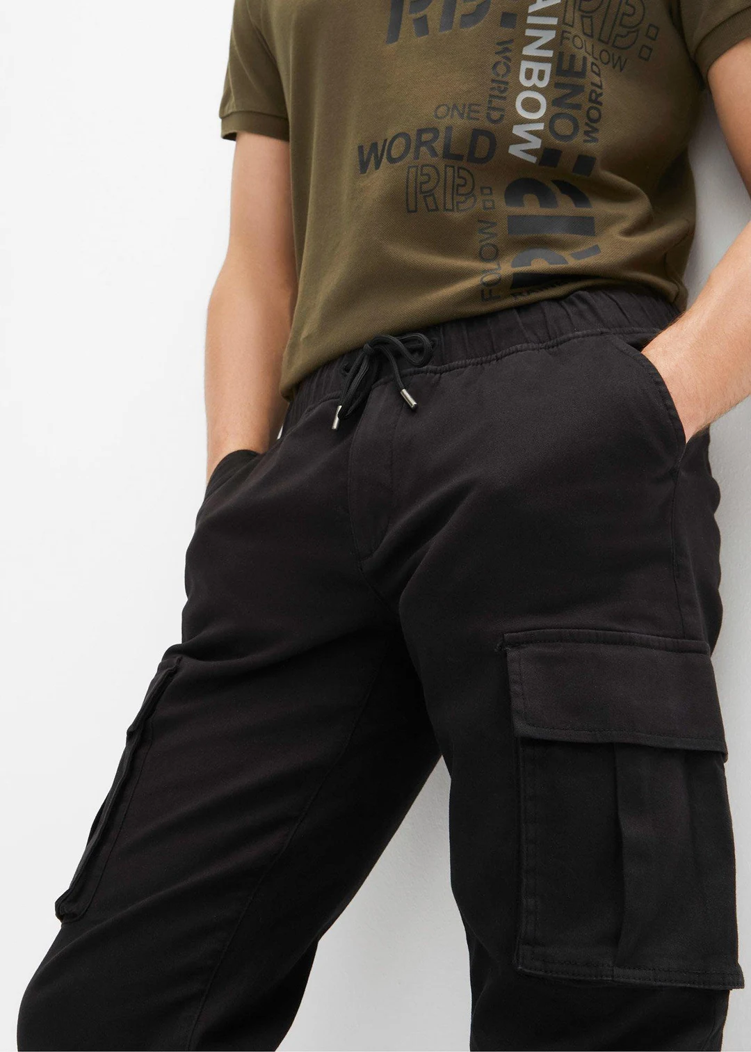 Pantalon jogger cargo droit, regular