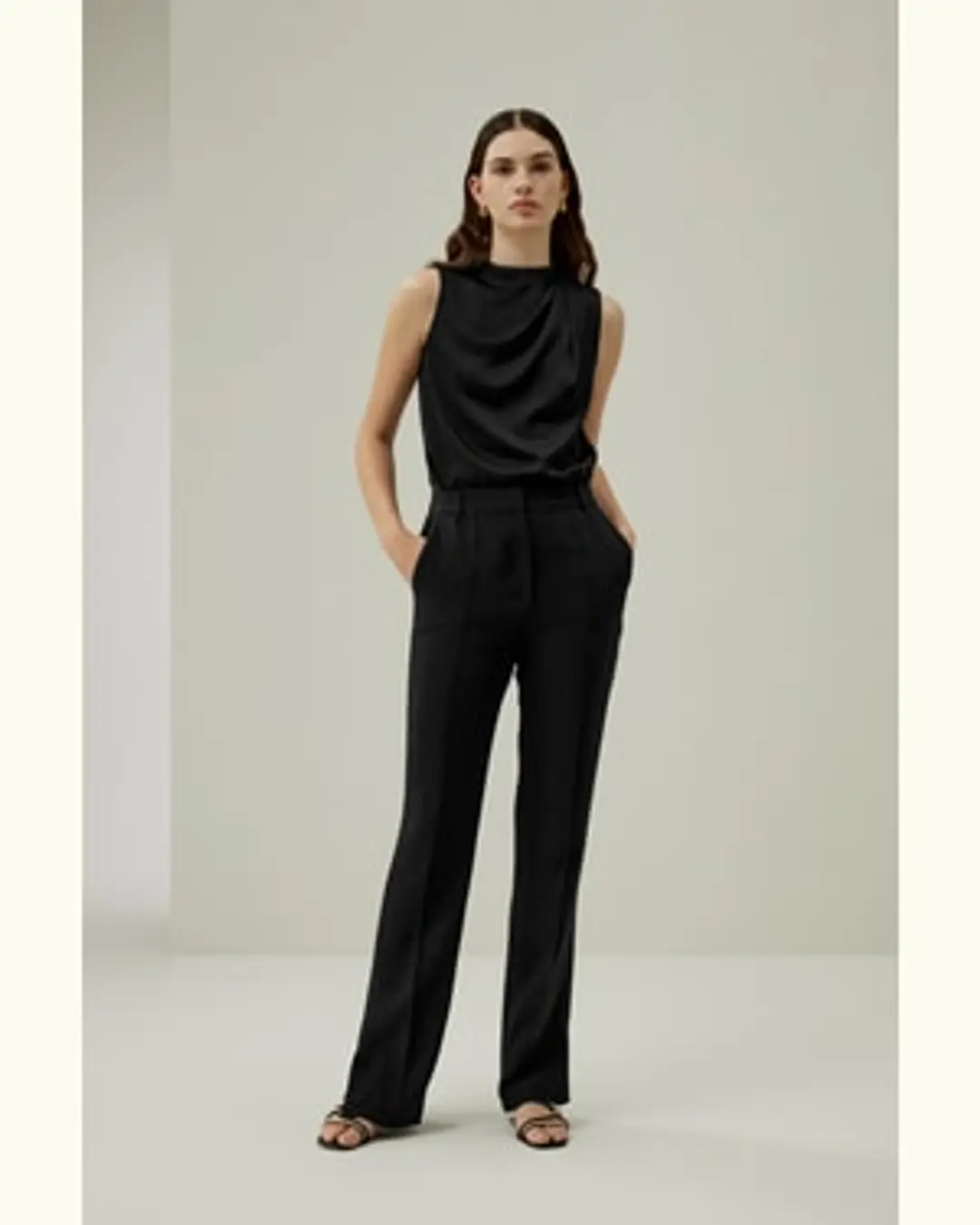 LILYSILK Pantalon Droit Avec Fente Latérale Soie Charmeuse 100 % Style Moderne S'Accorde Avec N'Importe Quelle Tenue Noir 40