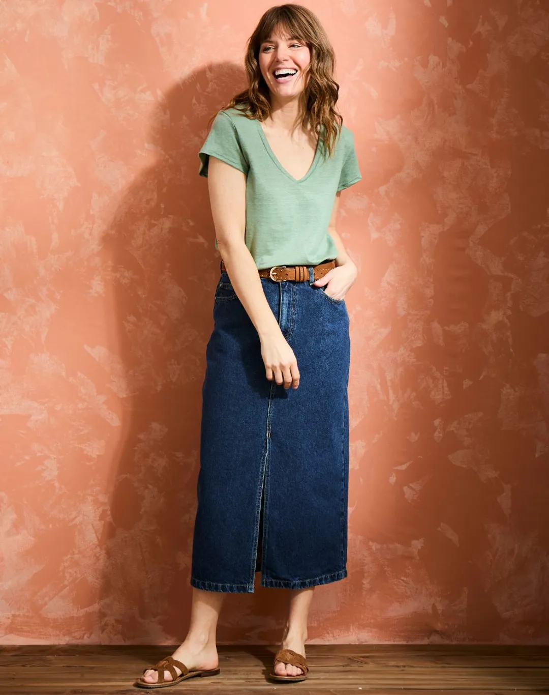 T-shirt col V 100% Lin - Sauge - Taille XS - Lemahieu