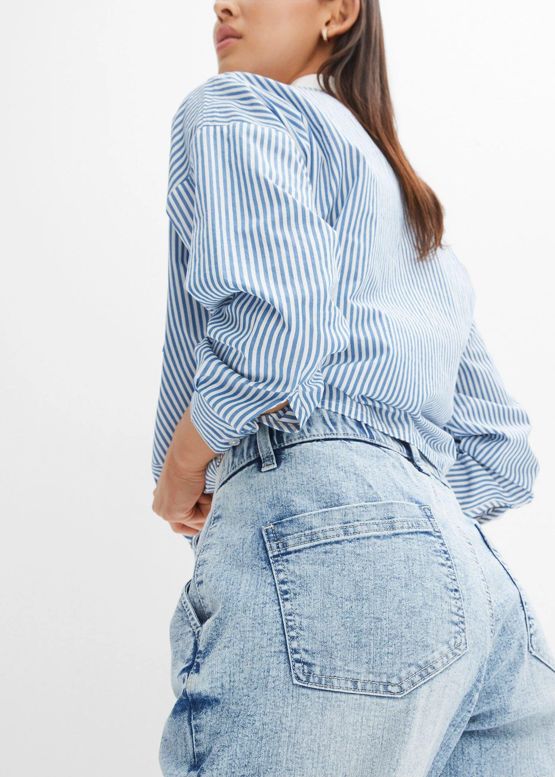 Jean barrel, taille mi-haute et élastiquée - 3