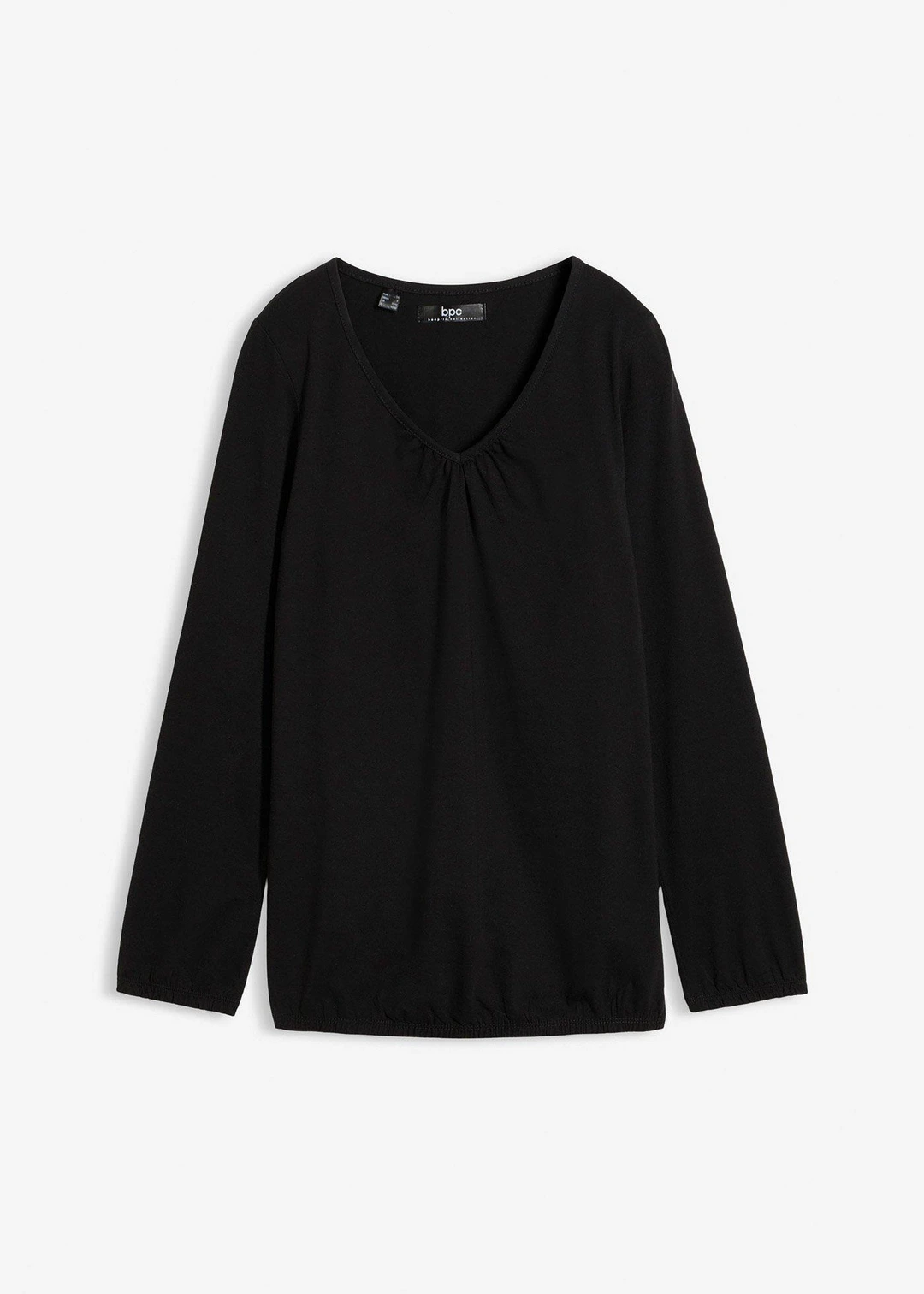 T-shirt manches longues 100% coton, finitions élastiquées