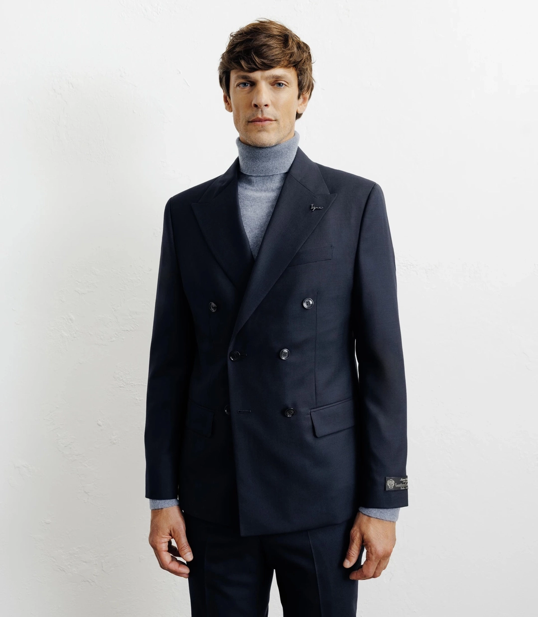 IZAC - Costume croisé 100% laine bleu marine