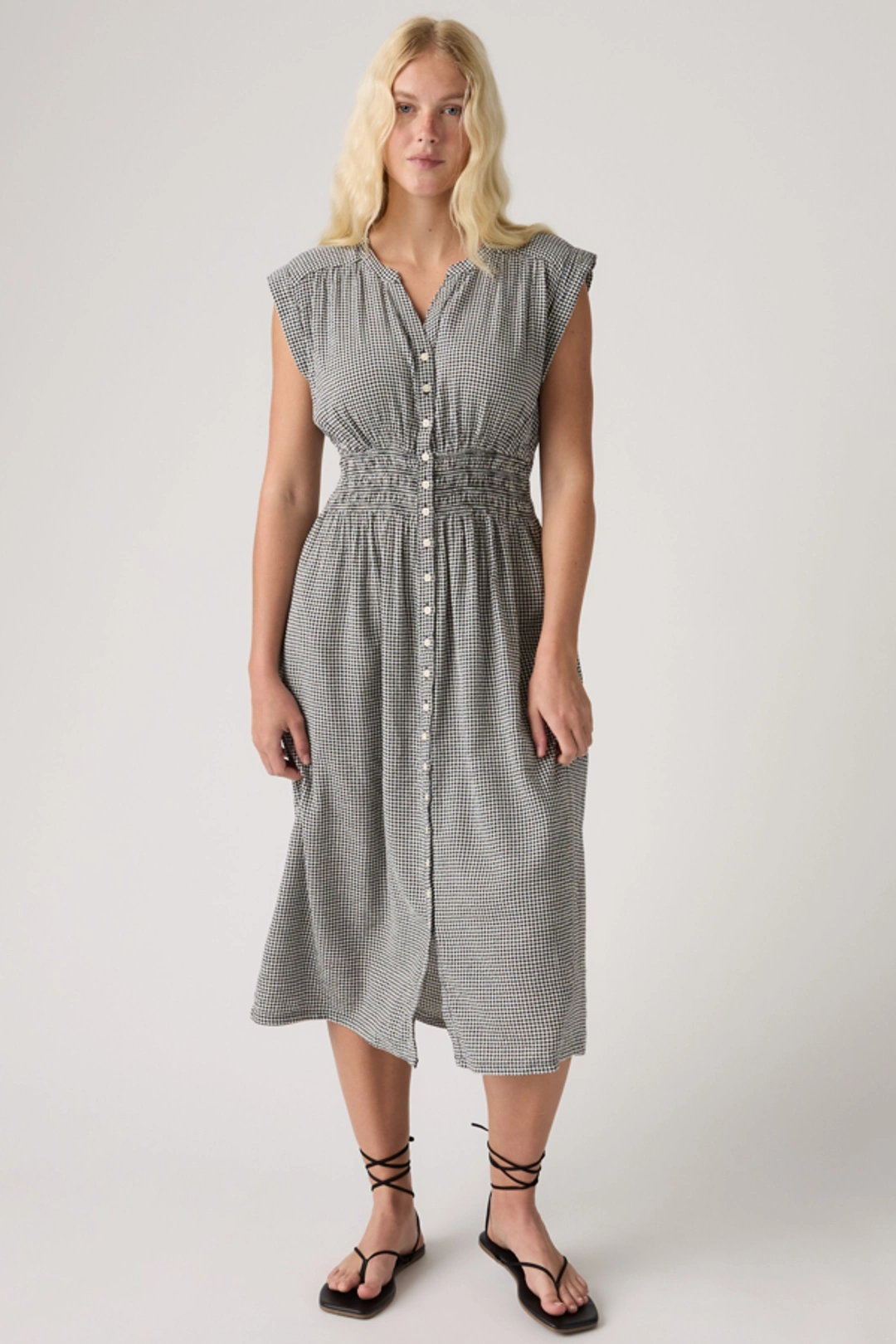 Levi's Robe Mi Longue Beatrice - Femme - Noir / Patricia Check Anthracite Night - XS
