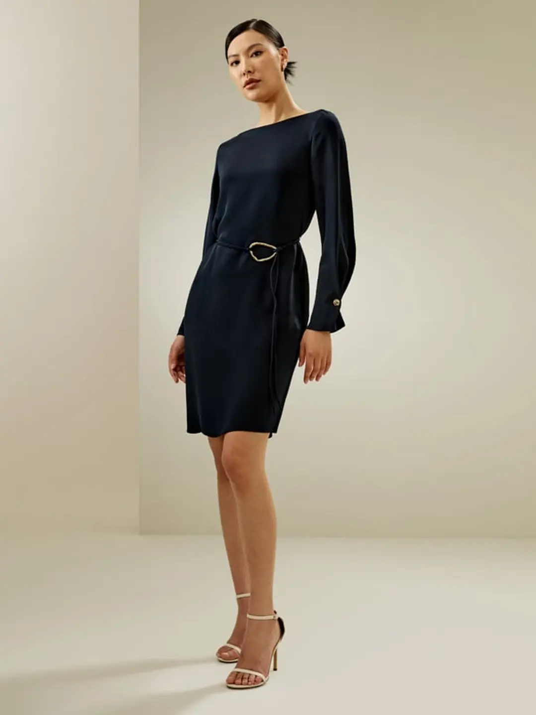 LILYSILK Robe En Soie Chic Bleu Minuit Coupe Régulière Soie Rêpe De Chine Convient À Toutes Les Saisons XS