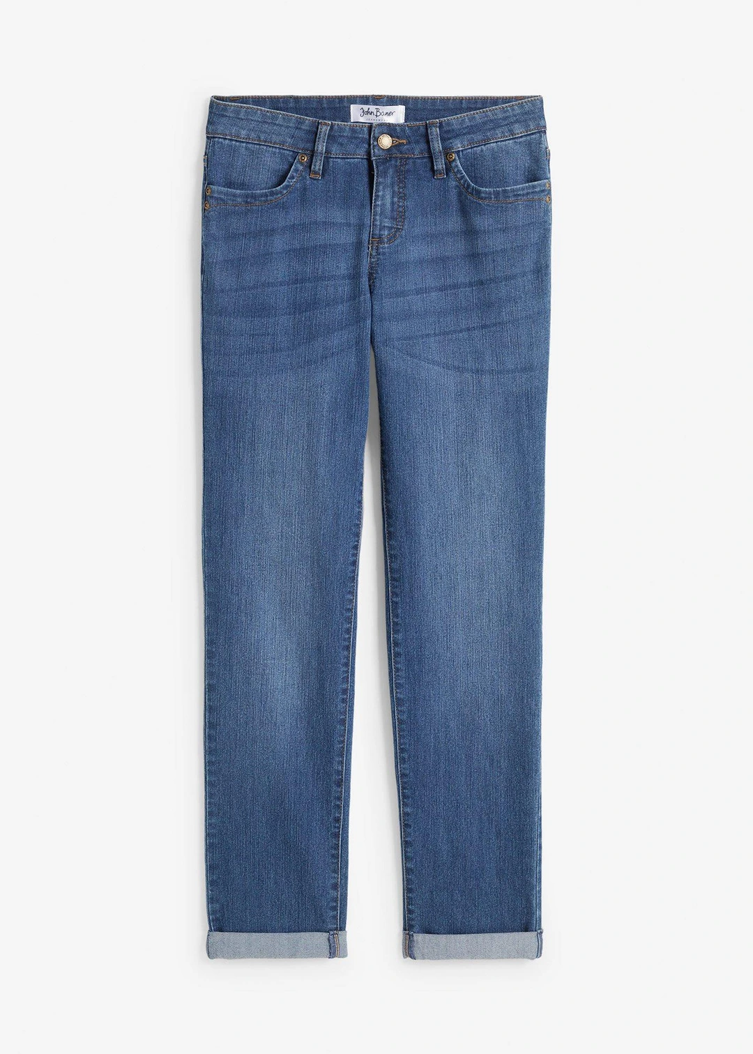 Jean droit taille mi-haute, extensible