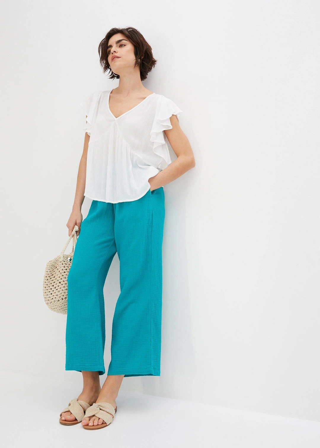 Pantalon large en gaze de coton - 2