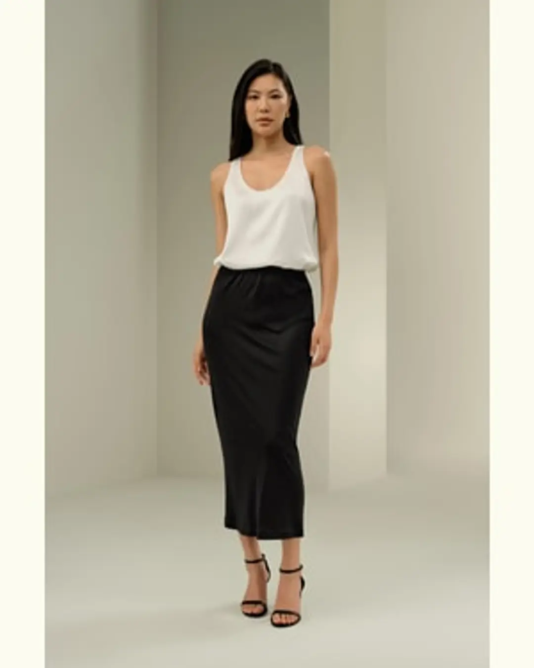 LILYSILK Jupe Midi Élégante En Soie Tissu Lavable En Machine Soie De Mûrier Texture Luxueuse Noir 42