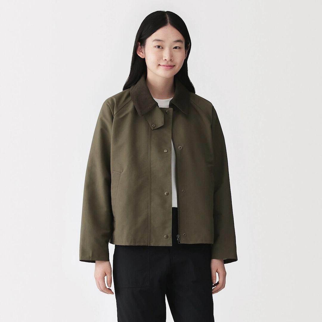 Veste à col montant en velours côtelé déperlant pour femme