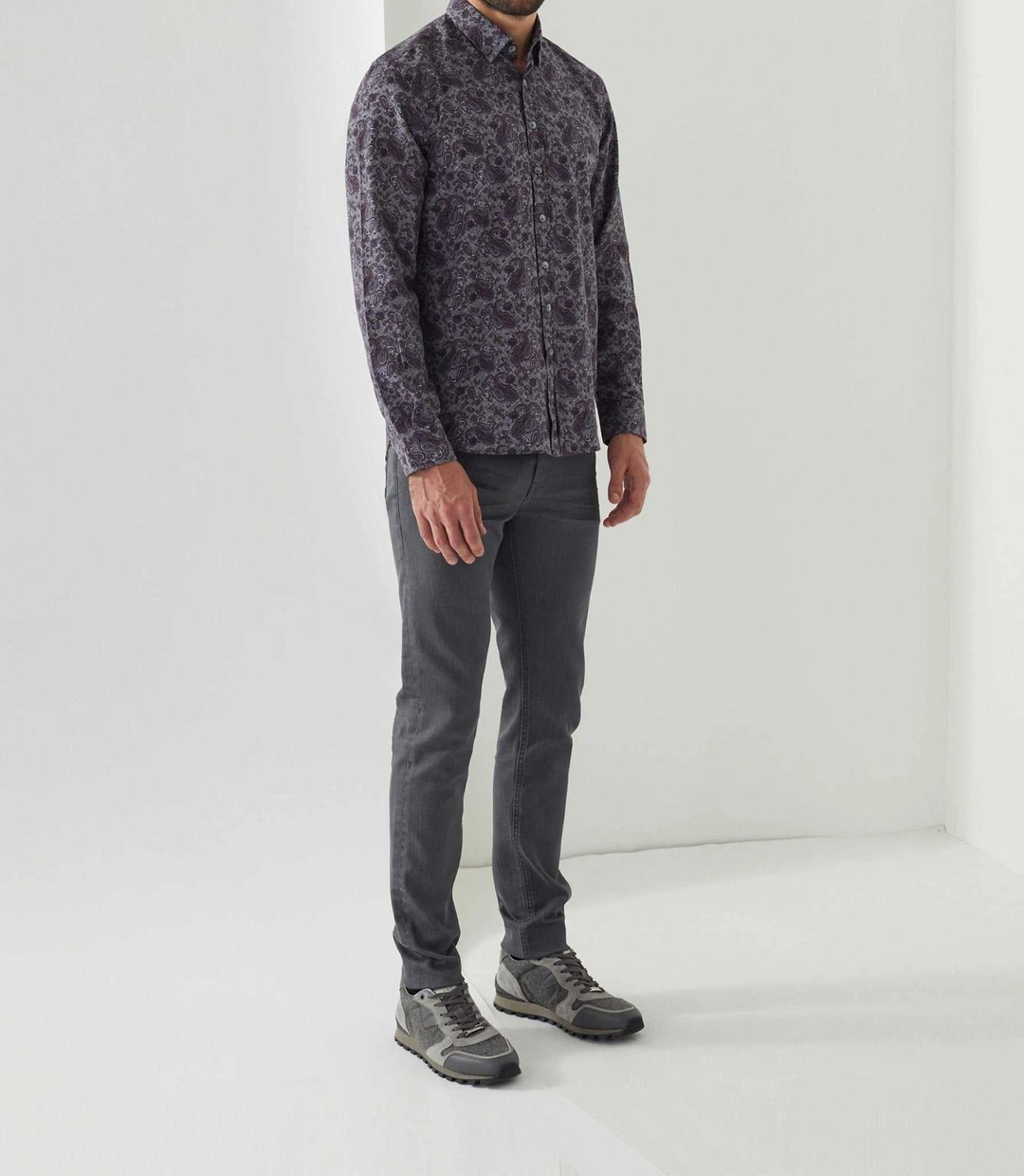 IZAC - Chemise casual imprimée grise ''Alan''
