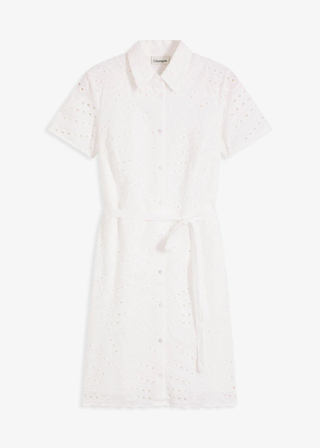 Robe-chemise en broderie anglaise