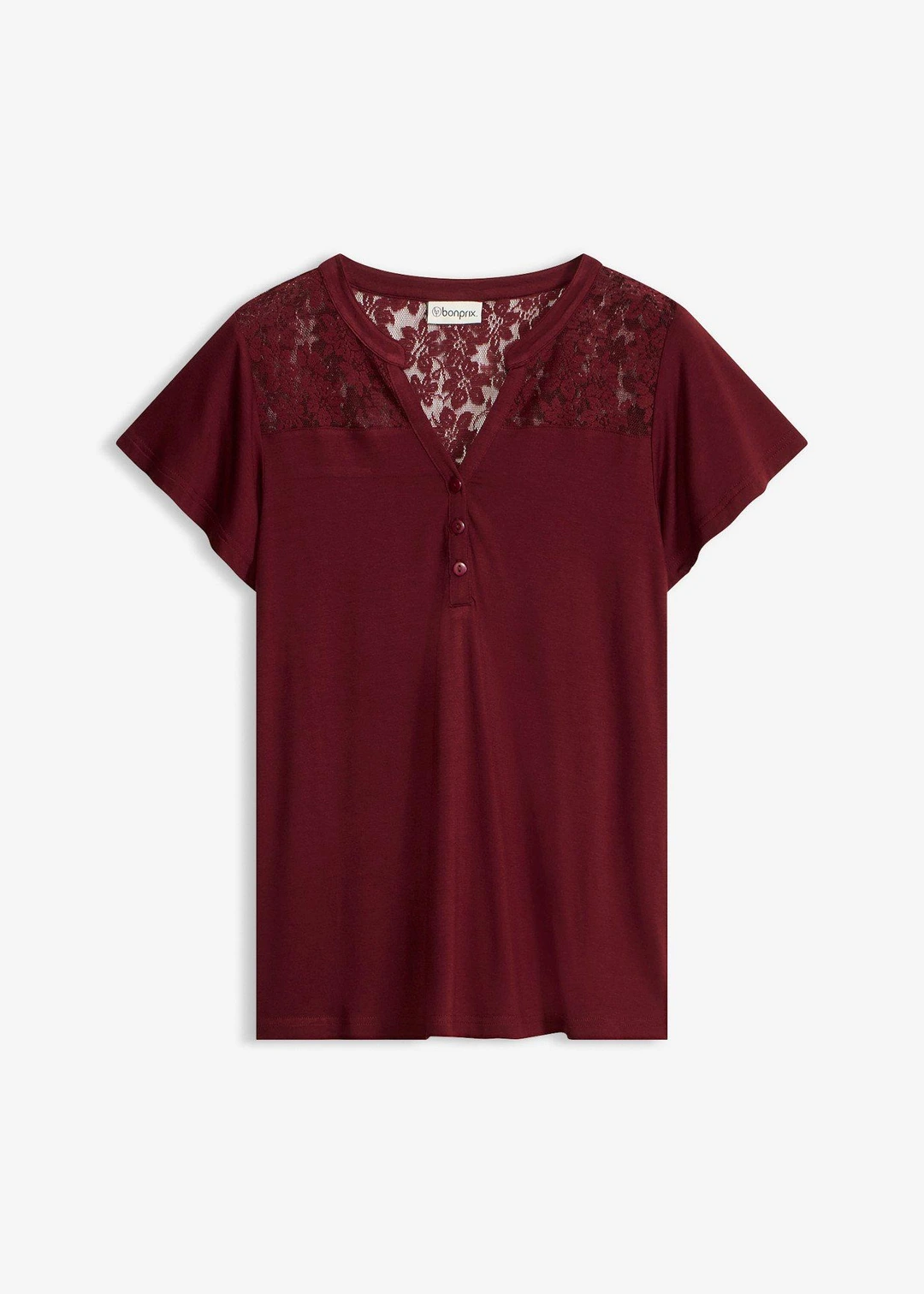 T-shirt col tunisien en viscose majoritaire