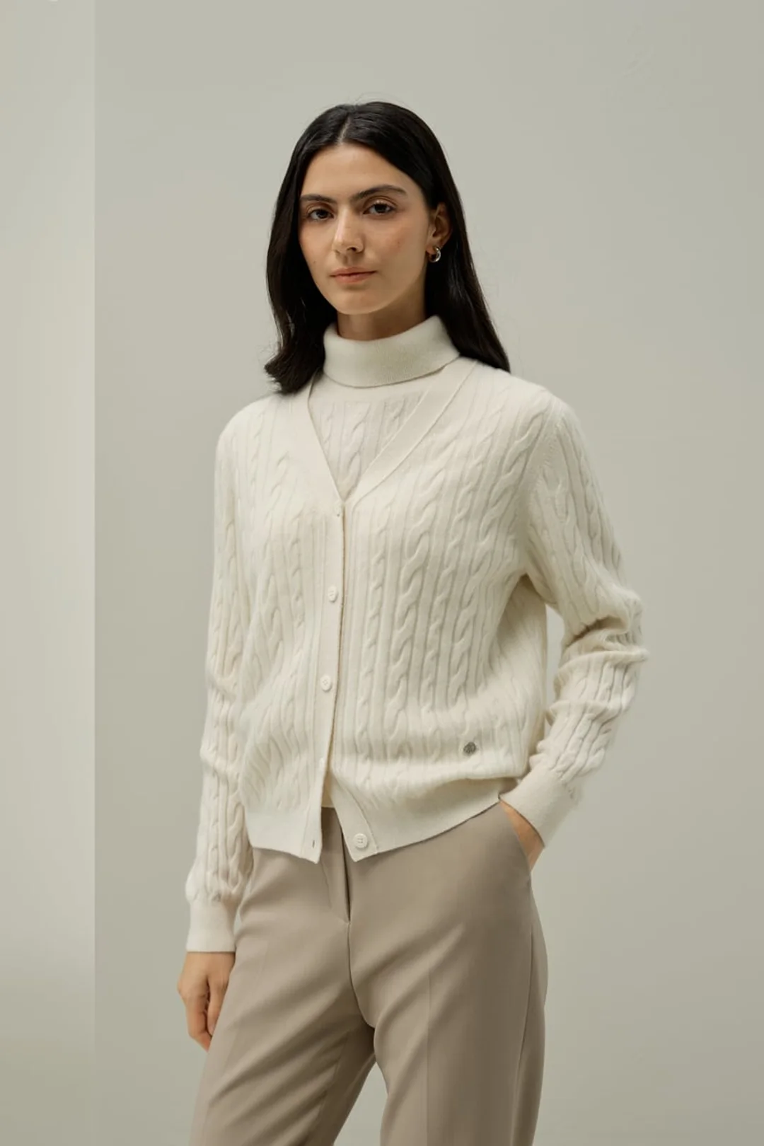 LILYSILK Cardigan Femme en Bébé Cachemire Torsadé, Gilet Doux et Chaud, Coupe Régulière XL