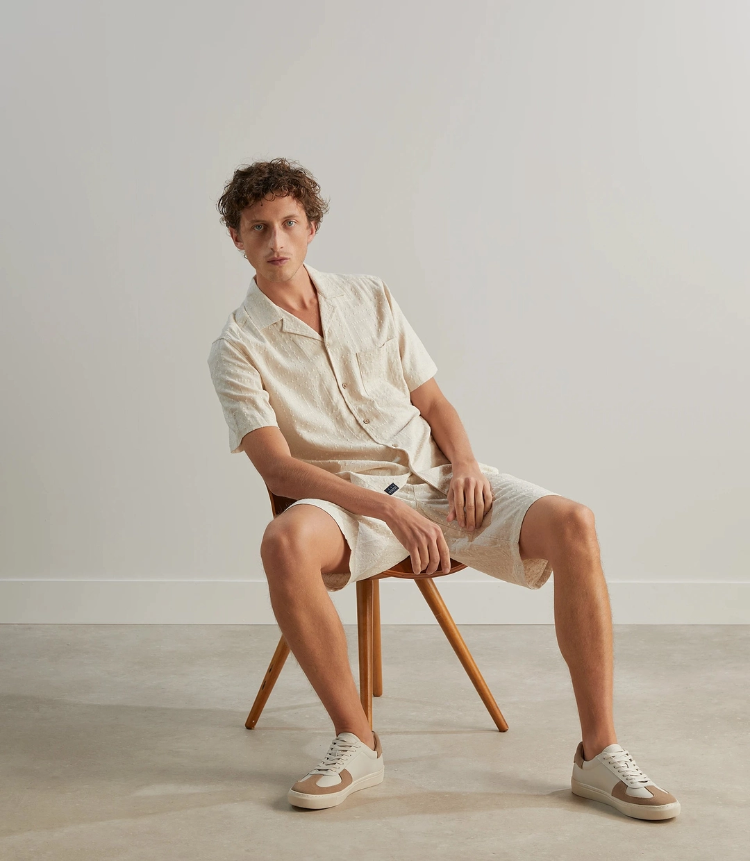 IZAC - Chemise brodée beige