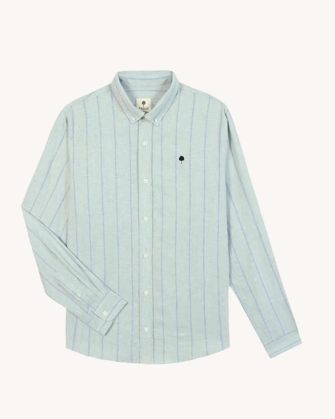 Chemise en lin rayée vert et écru - IVOY - 2