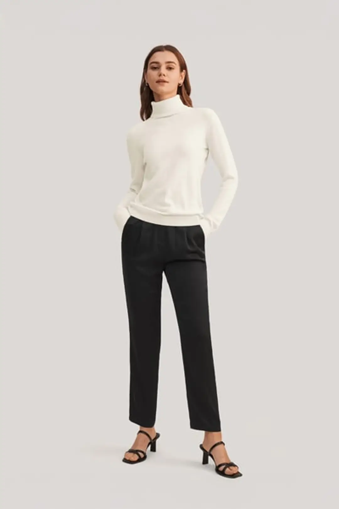Pull à col montant en pur cachemire pour femme