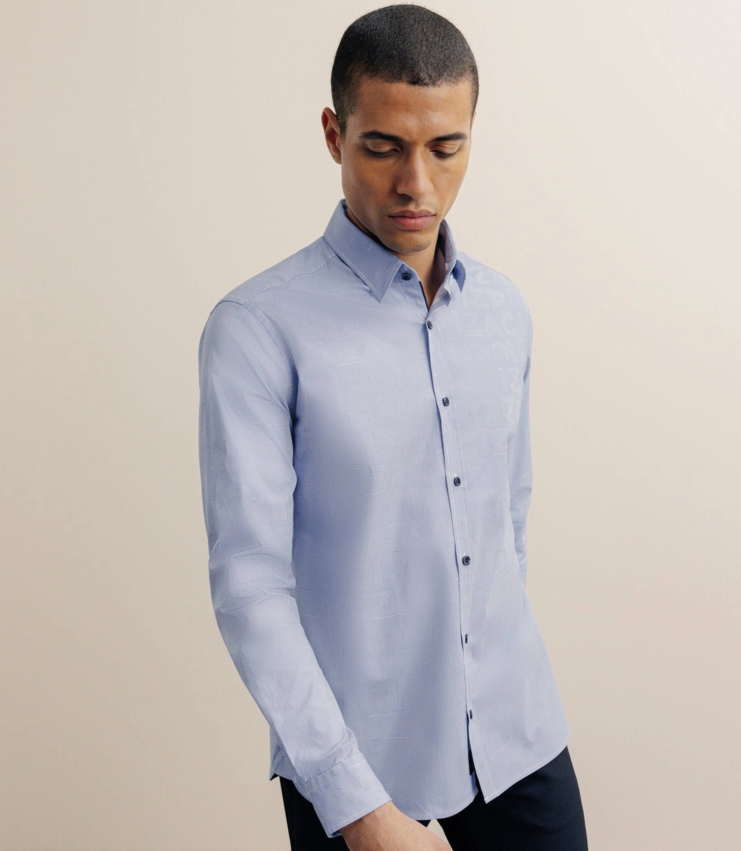 IZAC - Chemise manches longue droite bleue